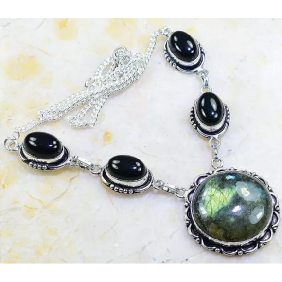 santa cruz gems Jewelry - Labradorite with Black Onyx Necklace